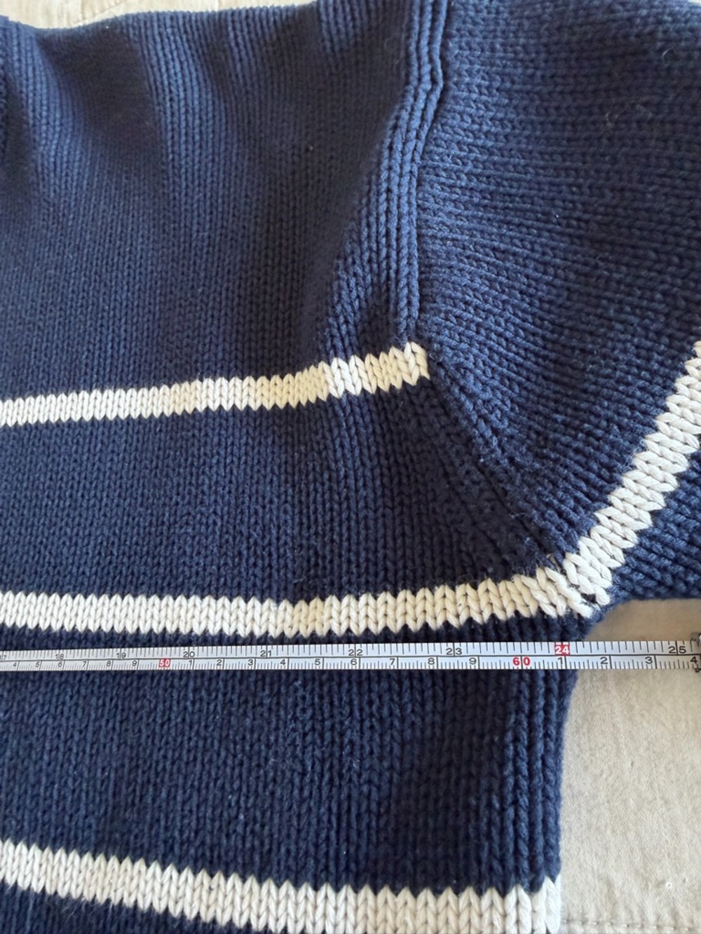 Quince Navy and White Stripe Crewneck Sweater - Picture 8 of 8